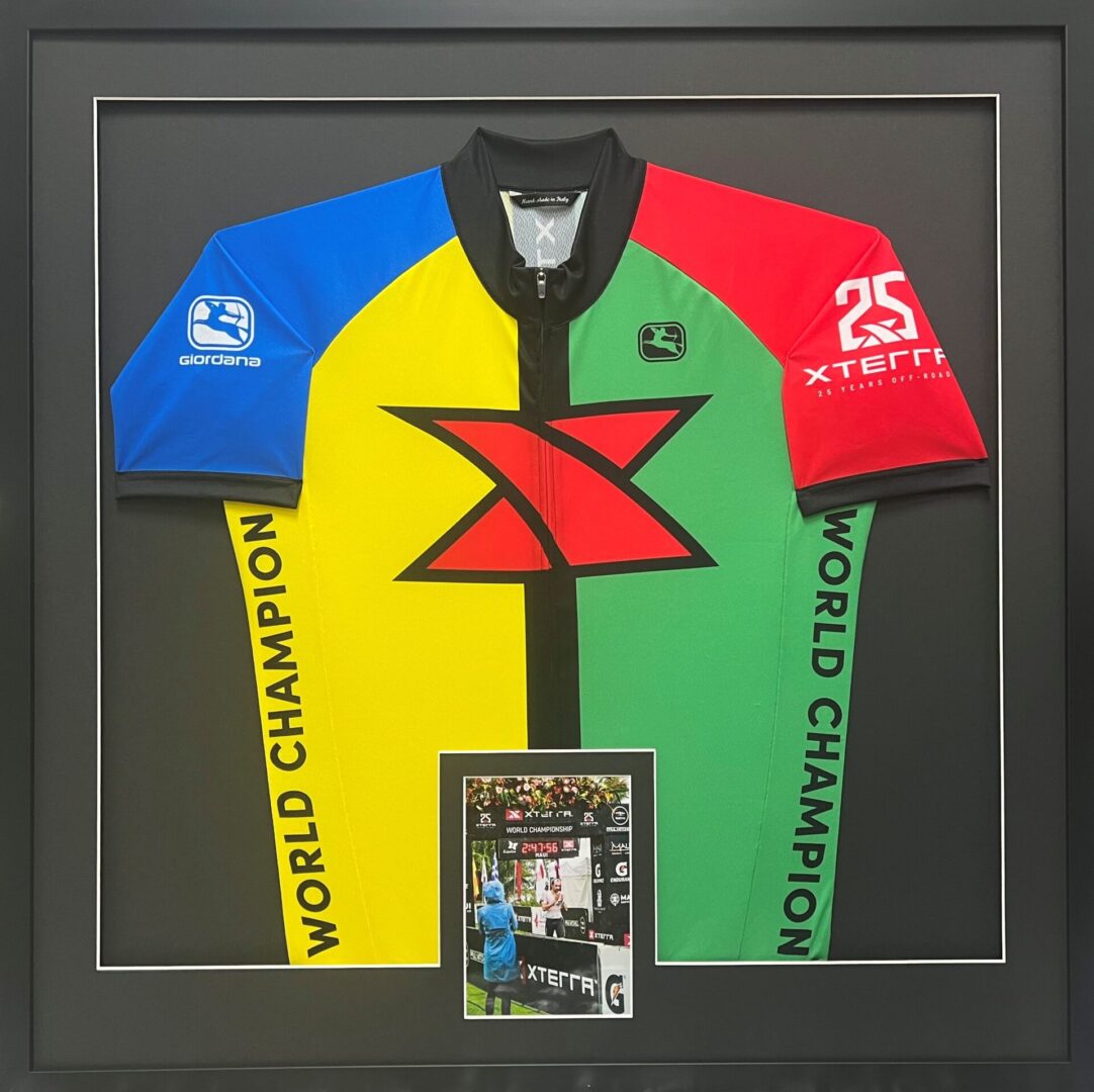 A Multi Color Shirt Framed in a Frame